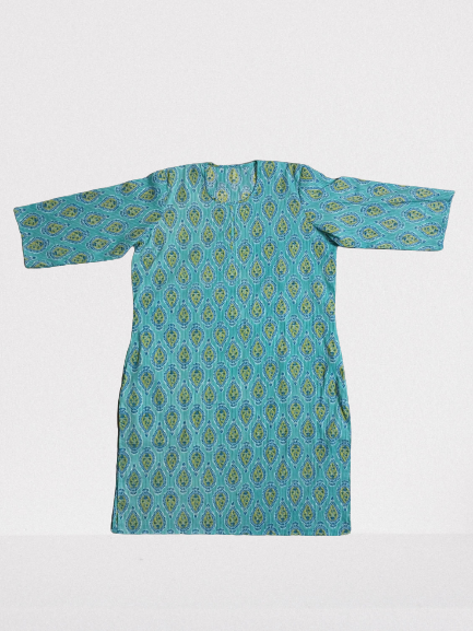 Blue Printed Kurti with Pockets