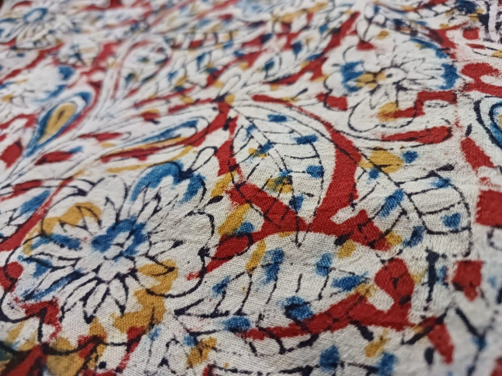 Kalamkari with Red Mulmul Angrakha