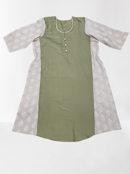 Green and White Mica Kurti