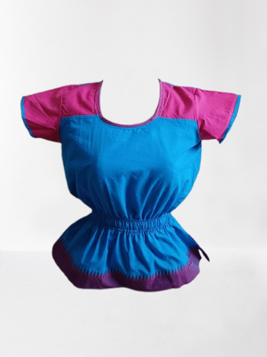 Blue Pink Peplum Top