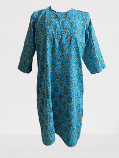 Blue Printed Kurti with Pockets